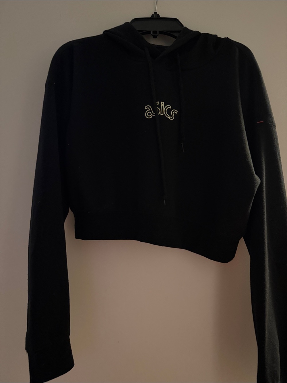 Asics Black Cropped Hoodie with White Logo